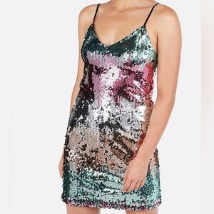 Express Gradient Sequin Mini Dress Women’s S Small